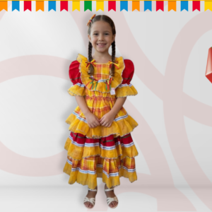 Vestido Junino Amarelo e Vermelho