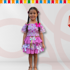 Conjunto Junino Infantil Lilás